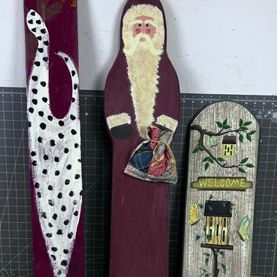3 Wood Toll Painted Signs 30" 