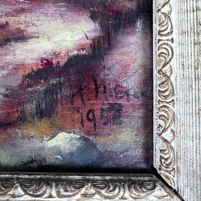 Vintage Oil on Board, Home in the Woods, Signed 1959 