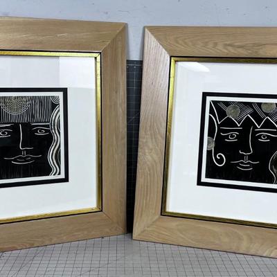 King & Queen - Signed Joan, Paper, Framed& Matted 
