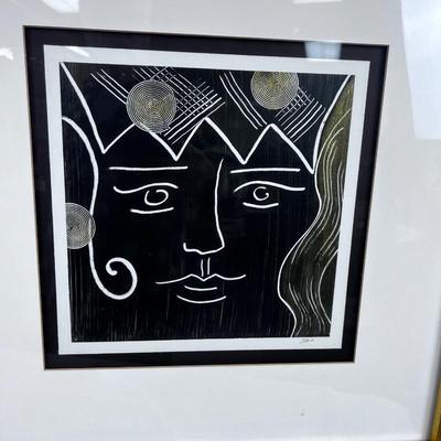 King & Queen - Signed Joan, Paper, Framed& Matted 