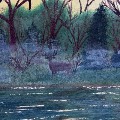 Oil Painting with a Frame, Signed Turnbow, Mist on a Pond in the Woods Painting. 