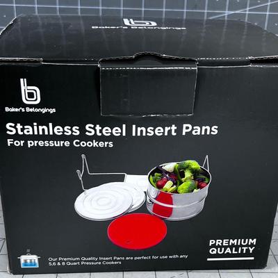 NEW Bakers Belonging Stainless Steel Insert Pans For Pressure Cookers