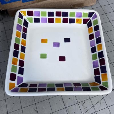 4 Pampered Chef "Title Square" NEW in the Box Plates 
