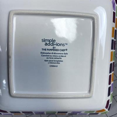 4 Pampered Chef "Title Square" NEW in the Box Plates 