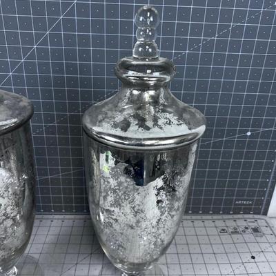 Pair of MERCURY Glass Covered Jars 