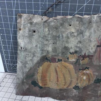 Old Corrugated Tin with Farm SCENE Painted on it