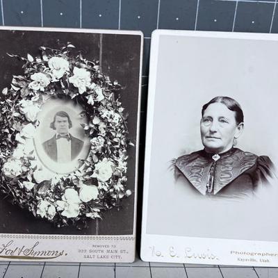 2 Antique Cabinet Cards, Utah Photographers