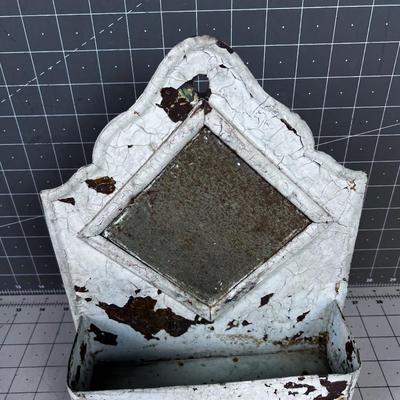 Antique Rustic Wall or Shaving Mirror, TIN 