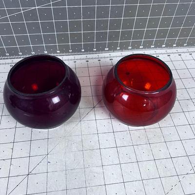 2 Glass Shades Red and Orange