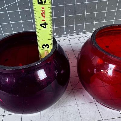 2 Glass Shades Red and Orange