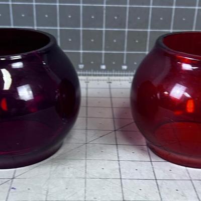 2 Glass Shades Red and Orange
