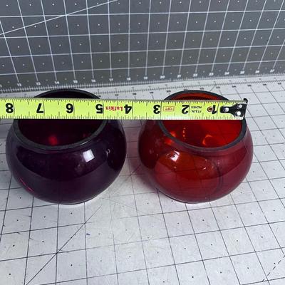 2 Glass Shades Red and Orange