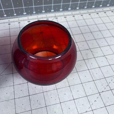 2 Glass Shades Red and Orange