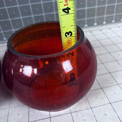 2 Glass Shades Red and Orange