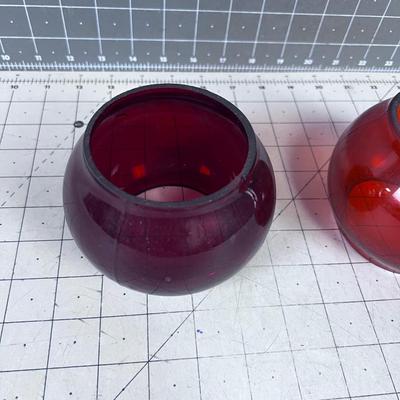 2 Glass Shades Red and Orange