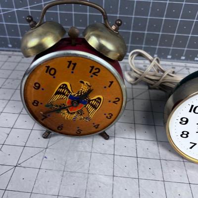 2 Vintage Clocks, 1 wind up & 1 Electric