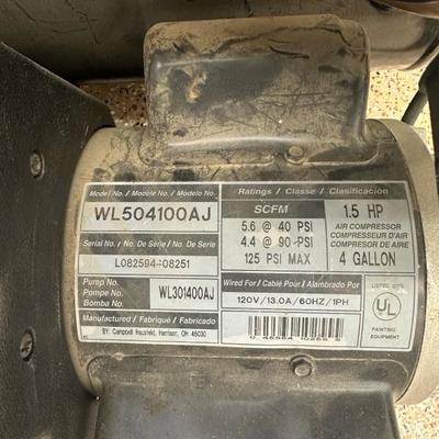 Lot 871 Campbell Hausfeld 4 gallon air compressor