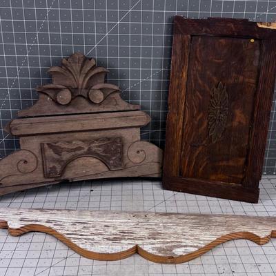 Vintage WOOD CHUNKS - Cabinet door, Mirror and Barn 