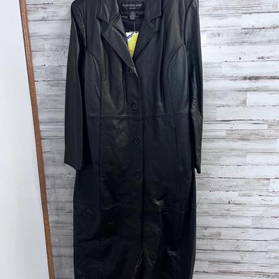 Black Leather Women's Coat
