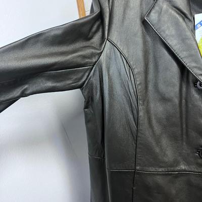 Black Leather Women's Coat