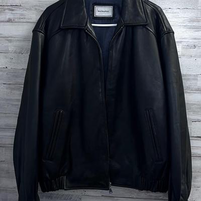 Men's HATHAWAY Black Leather Coat 
