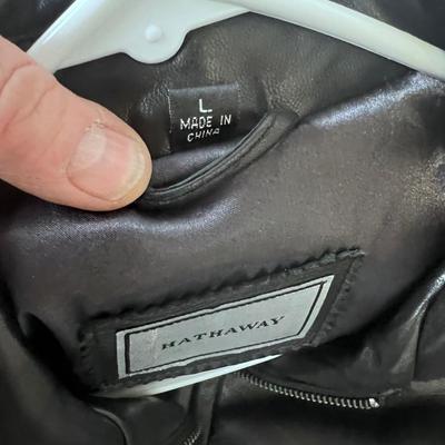 Men's HATHAWAY Black Leather Coat 