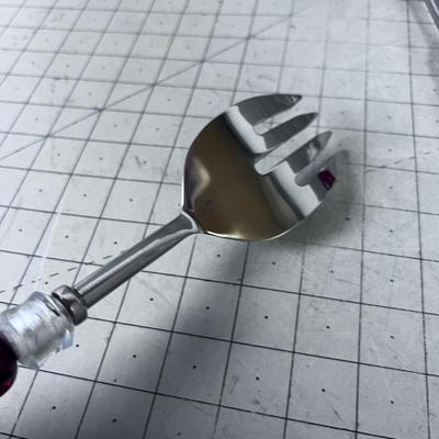 Salad Serving Utensils with Glass Bead Handle 