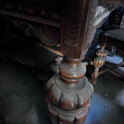 Jacobian Style Table and 6  Chairs.