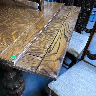 Jacobian Style Table and 6  Chairs.