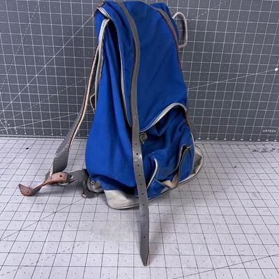 Vintage European Alpine Knapsack Canvas/Leather