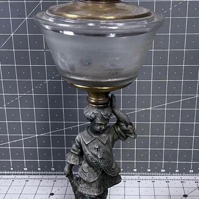 Antique Figural Aladdin Style Kerosene Oil Lamp c. 1870