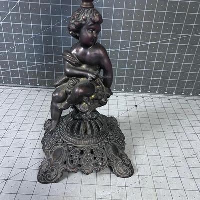 B&H Bradley & Hubbard Victorian Oil Lamp Cherub c. 1870