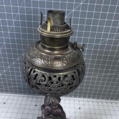 B&H Bradley & Hubbard Victorian Oil Lamp Cherub c. 1870