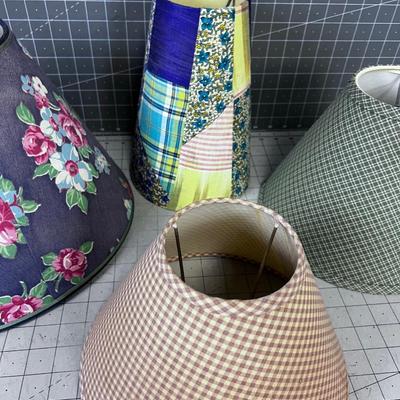 4- Fabric Covered Lamp Shades 