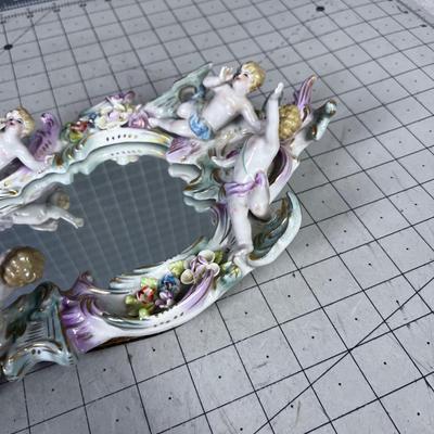 Antique Meissen Putti or Cherub Mirror 