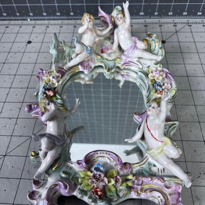 Antique Meissen Putti or Cherub Mirror 