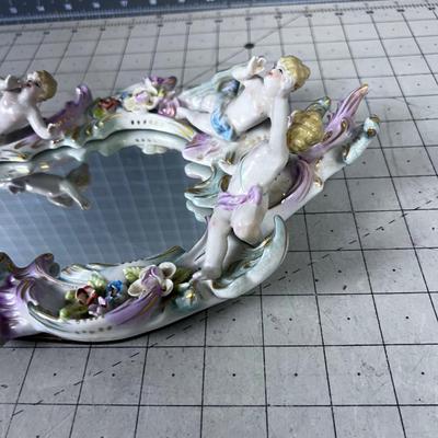 Antique Meissen Putti or Cherub Mirror 