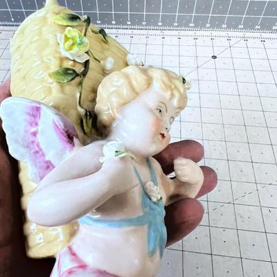 Meissen Bisque Cherub Wall Pocket 