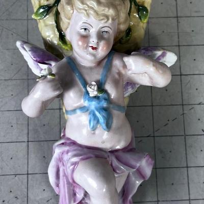 Meissen Bisque Cherub Wall Pocket 