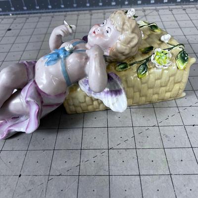 Meissen Bisque Cherub Wall Pocket 
