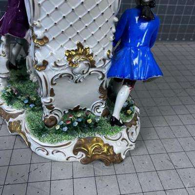 Lace Edge Porcelain Unterweissbach CARRIAGE with 3 Figurines
