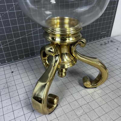 Glass & Brass Candle Holder, Extra Large 