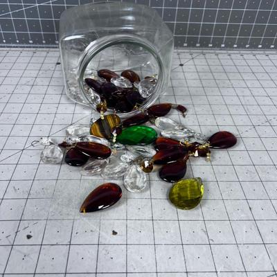 Glass Chandelier Dangles: Amber, Clear And Green 