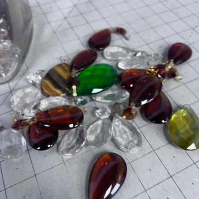 Glass Chandelier Dangles: Amber, Clear And Green 