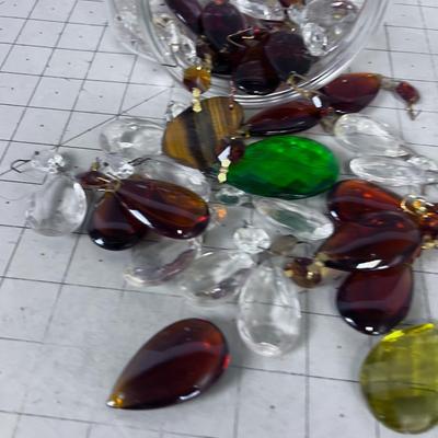 Glass Chandelier Dangles: Amber, Clear And Green 