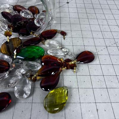 Glass Chandelier Dangles: Amber, Clear And Green 