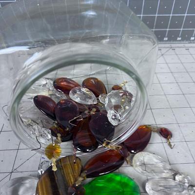 Glass Chandelier Dangles: Amber, Clear And Green 