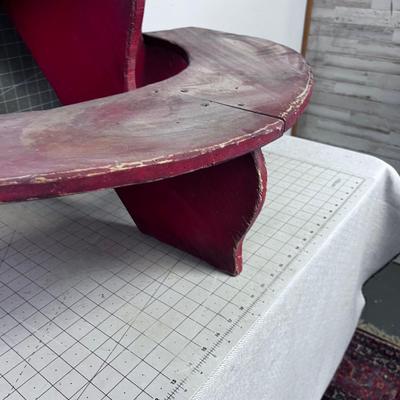Vintage RED Half Round Step Shelf 