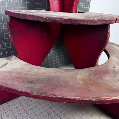 Vintage RED Half Round Step Shelf 