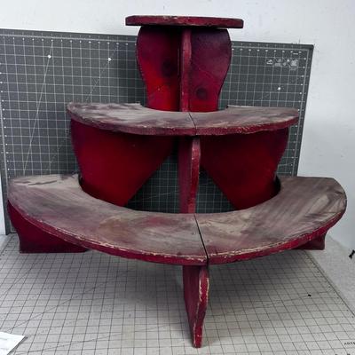 Vintage RED Half Round Step Shelf 